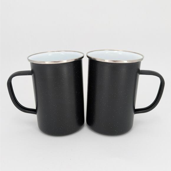 Speckled Enamel Mug 22 oz Metal Coffee Cup Set of 2 Camping Hiking Travel Tea - Picture 2 of 10